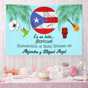 Puerto Rico Boricua Blue Boy Baby Dusche Banner
