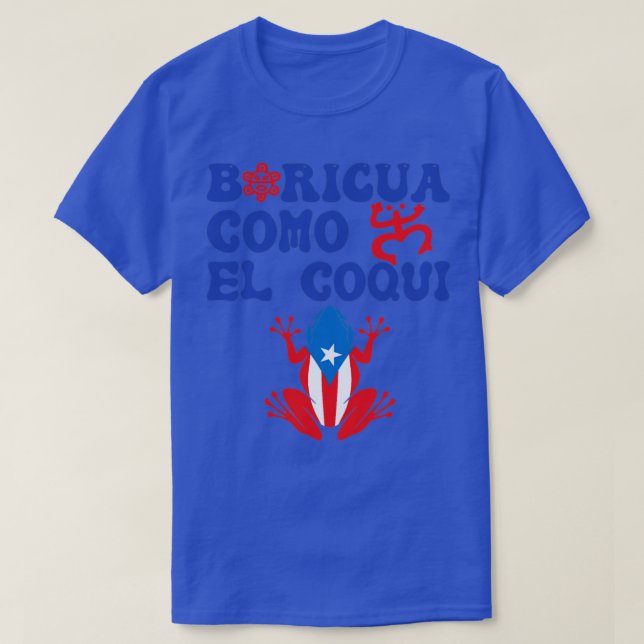 Puerto Rico Boricua Coqui Frog Salsero Taino T-Shirt (Design vorne)