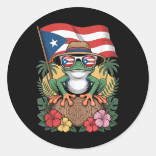 Puerto Rico Boricua Coqui Frosch Taino Sonne Puert Runder Aufkleber