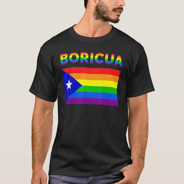 Puerto Rico Boricua Gay Pride Lgbt Rainbow 1 T-Shirt (Vorderseite)