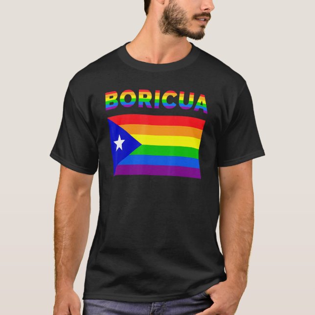 Puerto Rico Boricua Gay Pride Lgbt Rainbow T-Shirt (Vorderseite)