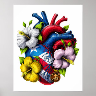 Puerto Rico Boricua Heart Poster