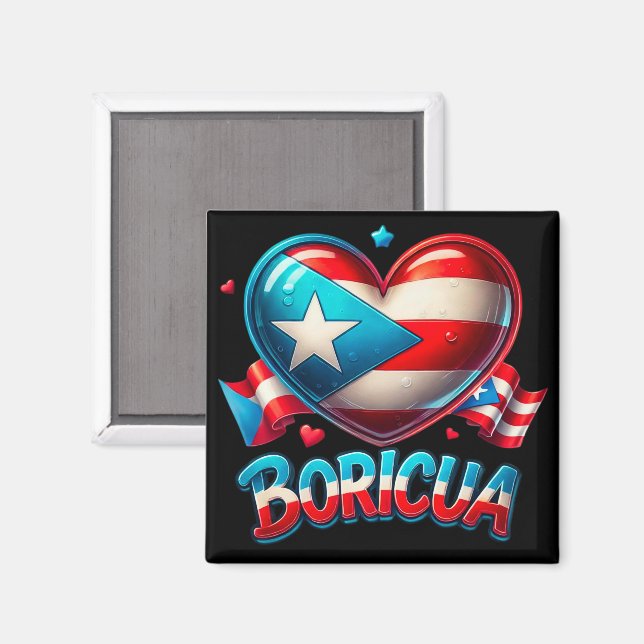 Puerto Rico Boricua Liebe Herzenflagge Magnet (Vorderseite/Rückseite)