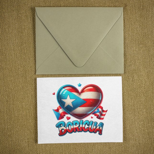 Puerto Rico Boricua Liebe Herzenflagge Postkarte (Puerto Rico Boricua Love Heart Flag Postcard)