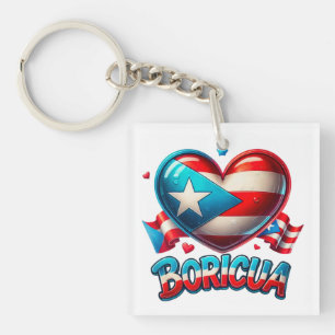 Puerto Rico Boricua Liebe Herzenflagge Schlüsselanhänger
