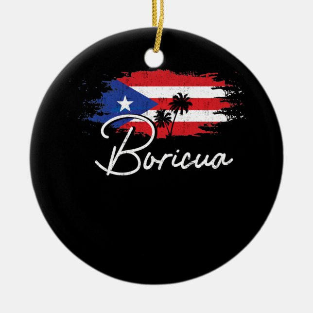 Puerto Rico Boricua Puerto Rico Flaggenpreis Keramik Ornament (Vorne)