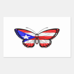 Puerto Rico Butterfly Flag Rechteckiger Aufkleber