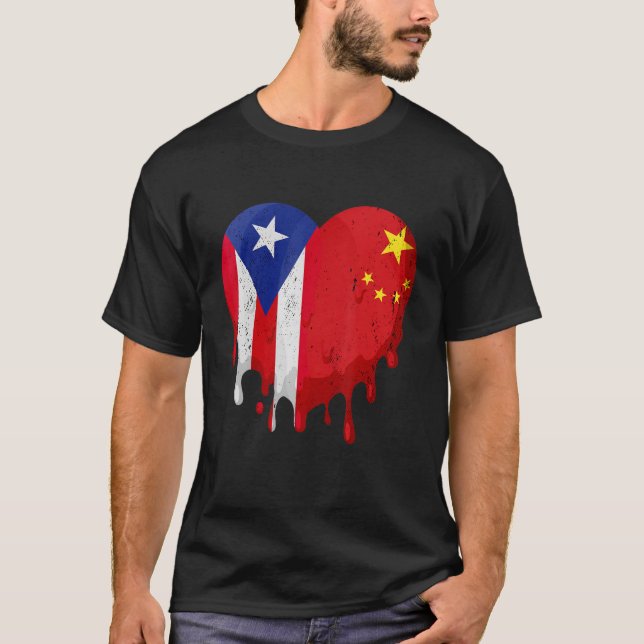 Puerto Rico China Flag Mitbürger Grown Patriot T-Shirt (Vorderseite)