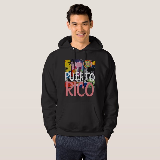 Puerto Rico Cool Graffiti Mural Hoodie, Men's Hoodie (Vorne ganz)