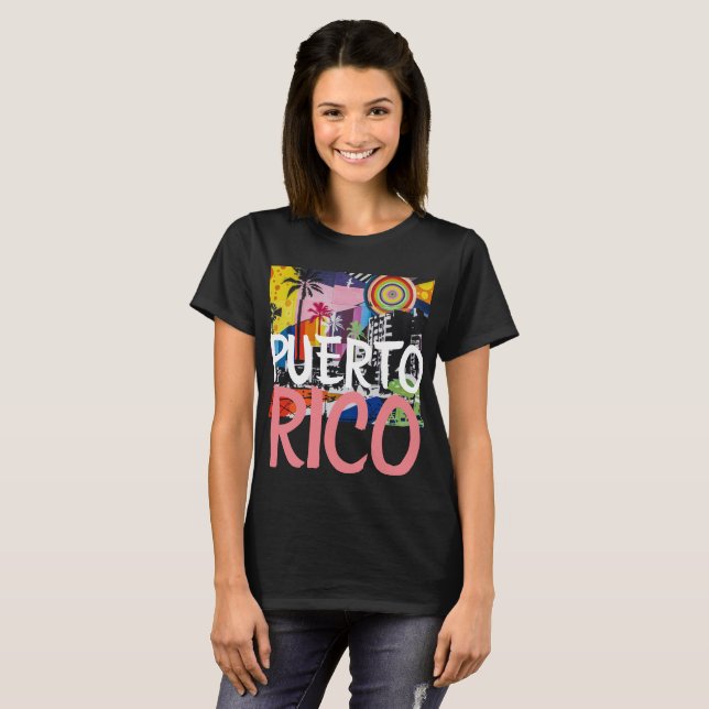 Puerto Rico Cool Graffiti Mural Shirt, Frauen T-Shirt (Vorne ganz)