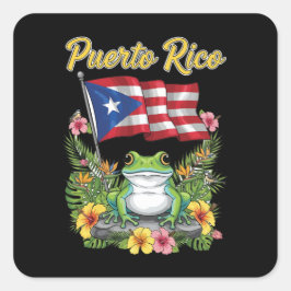 Puerto Rico Coquí Frog Boricua Pride Quadratischer Aufkleber