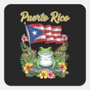 Puerto Rico Coquí Frog Boricua Pride Quadratischer Aufkleber