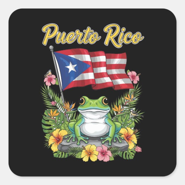 Puerto Rico Coquí Frog Boricua Pride Quadratischer Aufkleber (Vorderseite)
