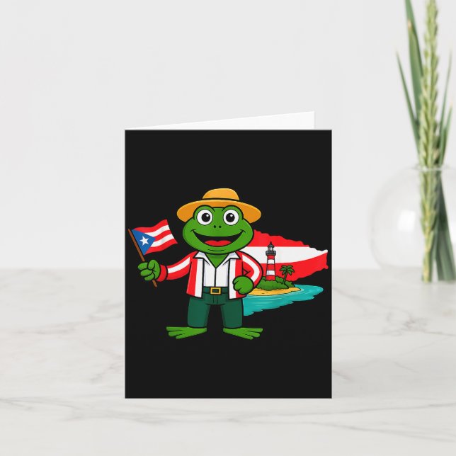 Puerto Rico Coqui Frog Flag Shirt For Men Women Ki Karte (Vorderseite)
