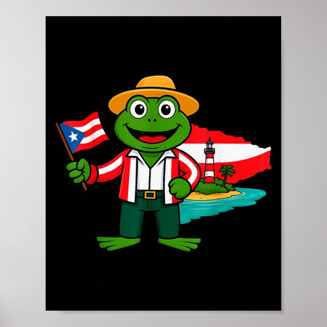 Puerto Rico Coqui Frog Flag Shirt For Men Women Ki Poster (Vorne)