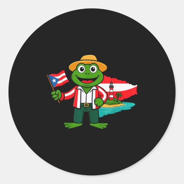 Puerto Rico Coqui Frog Flag Shirt For Men Women Ki Runder Aufkleber (Vorderseite)