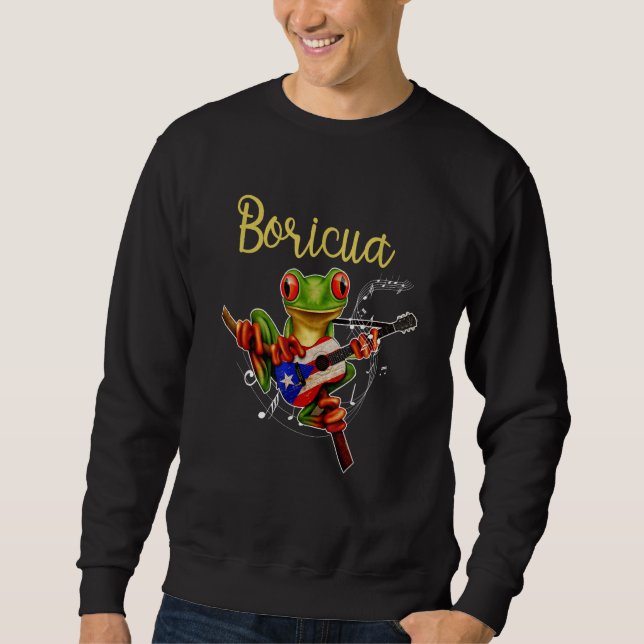 Puerto Rico Coqui Frog Playing Guitar Puerto Rican Sweatshirt (Vorderseite)