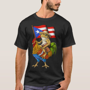 Puerto Rico Coqui Frog Riding Rooster T-Shirt