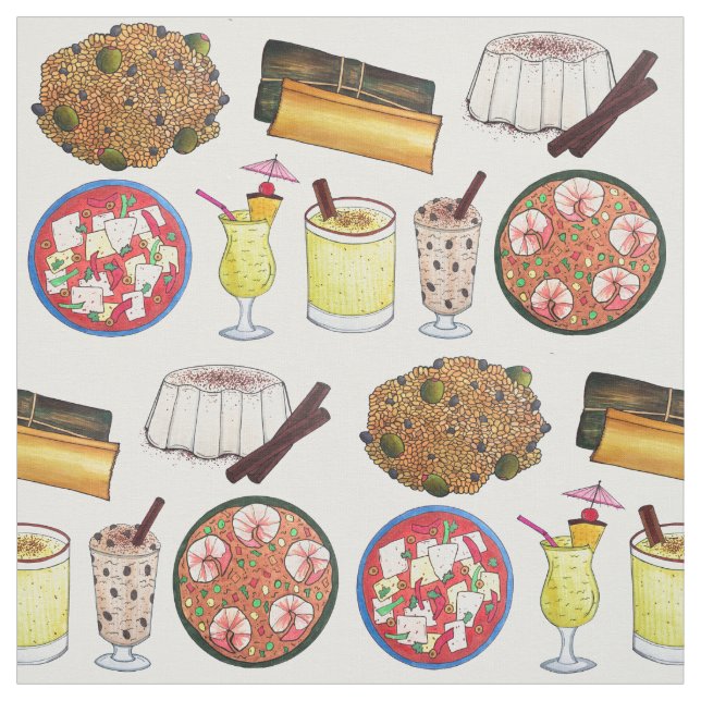 Puerto Rico Coquito Pasteles Arroz con Dulce Stoff (Muster)