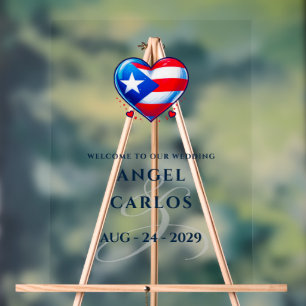 Puerto Rico Couple Heart Wedding Willkommen Acrylschild