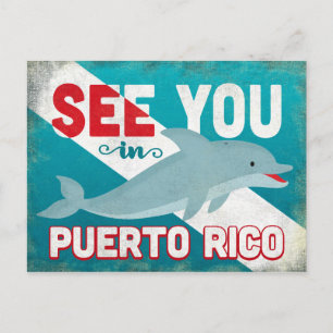 Puerto Rico Delfin - Retro Vintage Reise Postkarte