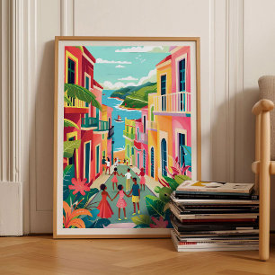 Puerto Rico Druck Puerto Rico Illustration Puerto Poster