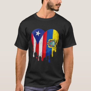 Puerto Rico Ecuador Flag Heart Citizen Grown Patri T-Shirt