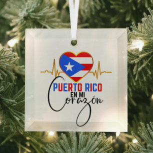 Puerto Rico en mi Corazon Puerto Rican Pride Ornament Aus Glas