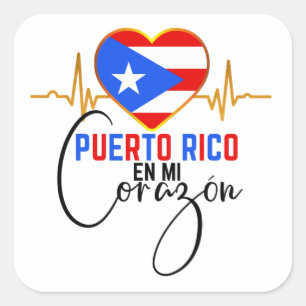 Puerto Rico en mi Corazon Puerto Rican Pride Quadratischer Aufkleber