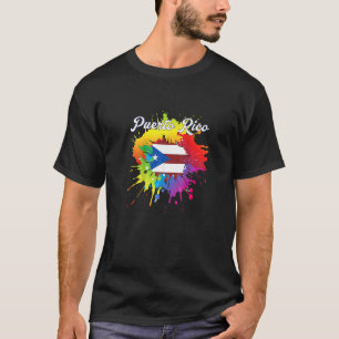 Puerto Rico Fahne Gay farbenfrohe Splash T-Shirt