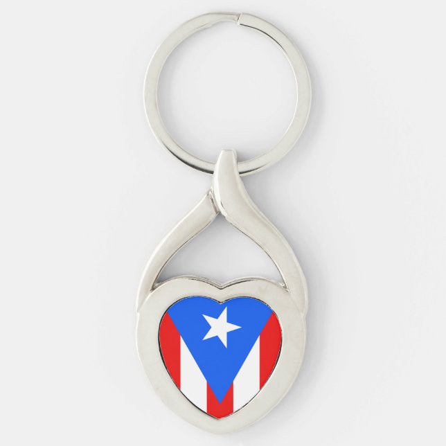 Puerto Rico Fahne Herzkettengeschenk Schlüsselanhänger (Vorderseite)