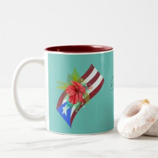 Puerto Rico Fahne mit flatter de maga Zweifarbige Tasse