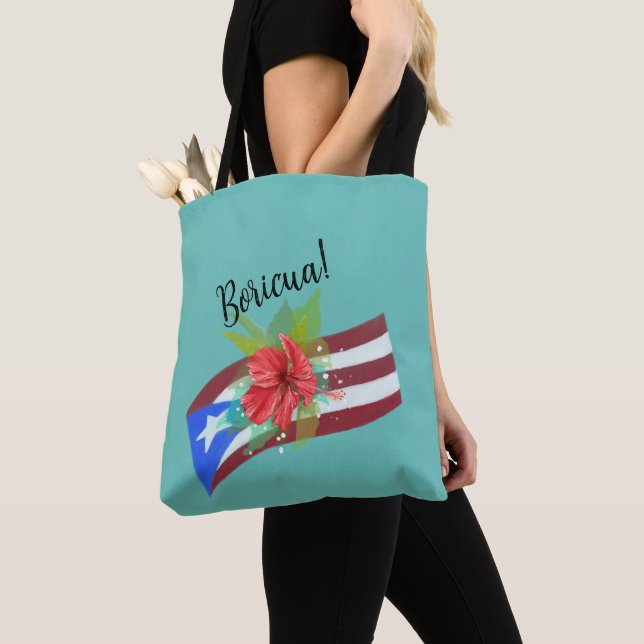 Puerto Rico Fahne mit flora de maga boricua (Von Nahem)