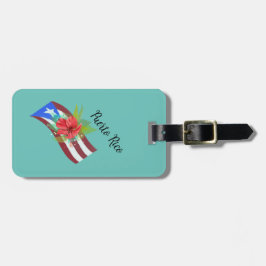 Puerto Rico Fahne mit flora de maga boricua Gepäckanhänger