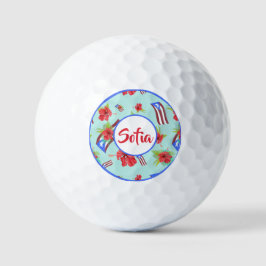 Puerto Rico Fahne mit flora de maga boricua Golfball