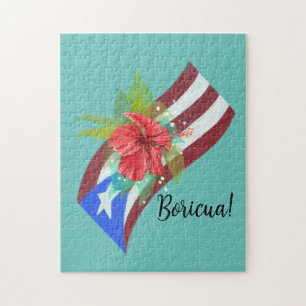 Puerto Rico Fahne mit flora de maga boricua Puzzle