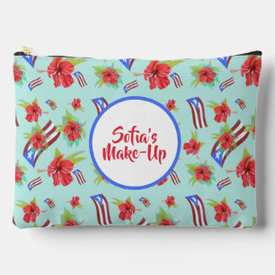 Puerto Rico Fahne mit flora de maga boricua Zubehörtasche