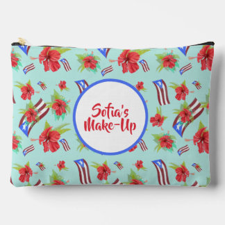 Puerto Rico Fahne mit flora de maga boricua Zubehörtasche