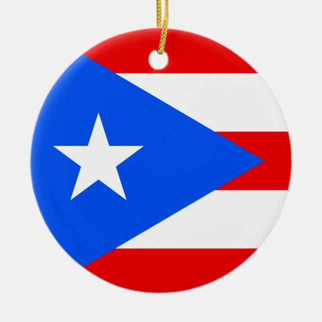 Puerto Rico Fahne Weihnachtsbaumschmuck Keramik Ornament (Vorne)