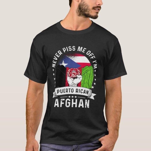 Puerto Rico Flag Afghanistan Grosser Spaß Pride T-Shirt (Vorderseite)