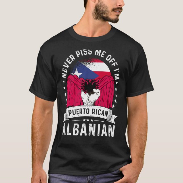 Puerto Rico Flag Albanien Spaß Pride T-Shirt (Vorderseite)