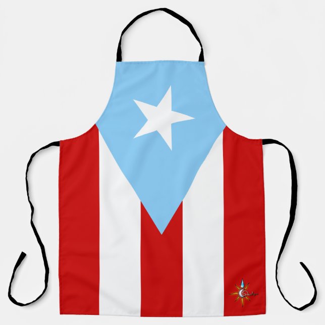 Puerto Rico Flag All Over Print Large Apron Schürze (Vorderseite)