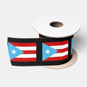 Puerto Rico Flag Band Schwarz - Hellblau Boricua Satinband