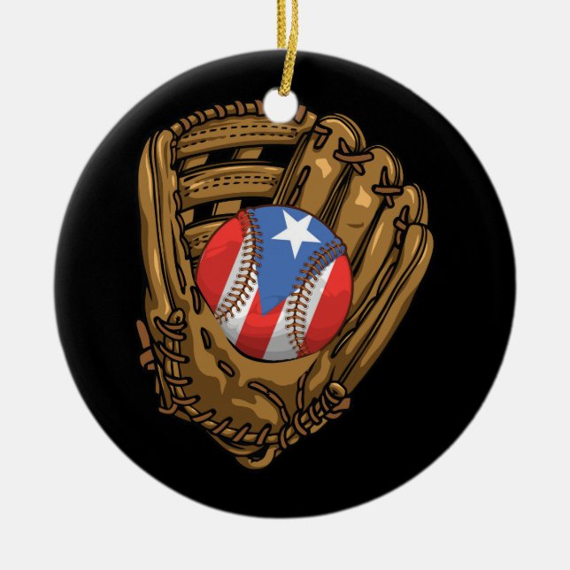 Puerto Rico Flag Baseball Sport Puerto Rico Baseb Keramik Ornament (Vorne)