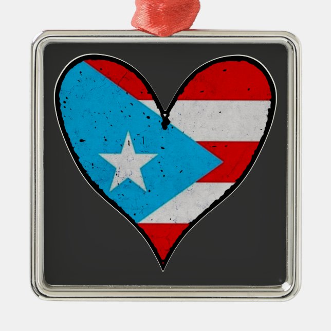 Puerto Rico Flag | Boricua Heart, Puerto Rico Ornament Aus Metall (Vorne)