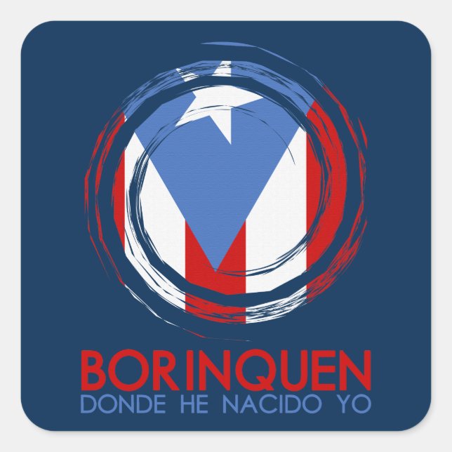 Puerto Rico Flag Borinquen Quadratischer Aufkleber (Vorderseite)