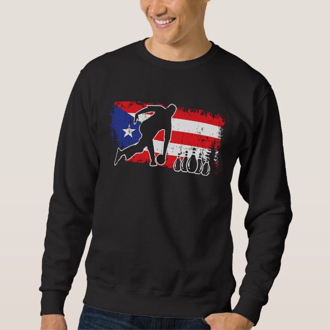 Puerto Rico Flag Bowling League Team Coach Cool Bo Sweatshirt (Vorderseite)
