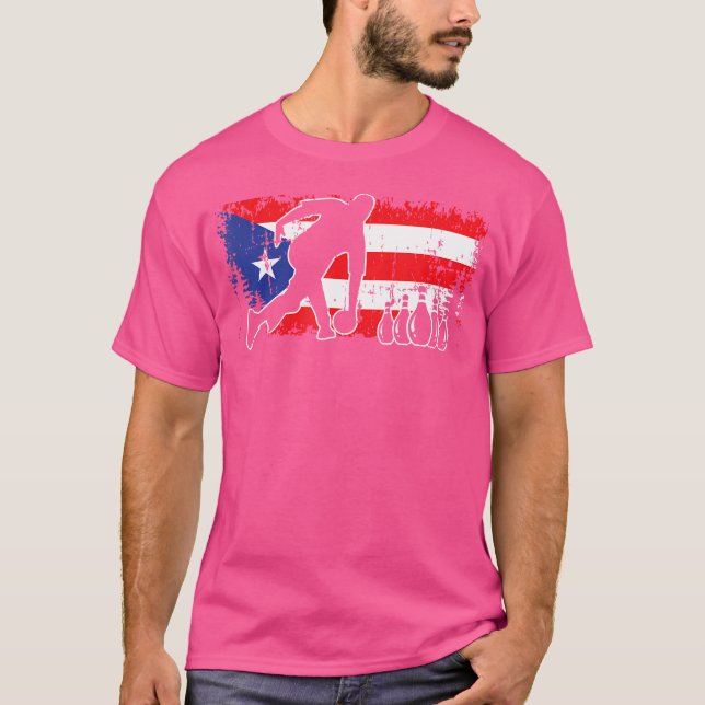 Puerto Rico Flag Bowling League Team Coach Cool Bo T-Shirt (Vorderseite)
