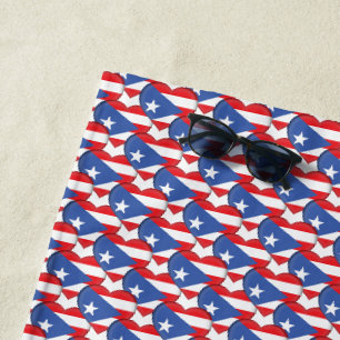 Puerto Rico Flag Colors Hearts Patriotic Strandtuch