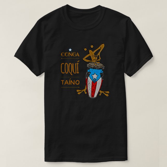 Puerto Rico Flag Conga Coqui Taino T - Shirt (Design vorne)